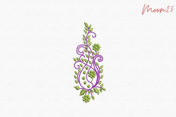 Elegant Floral Vine Scroll Stitch Artwork