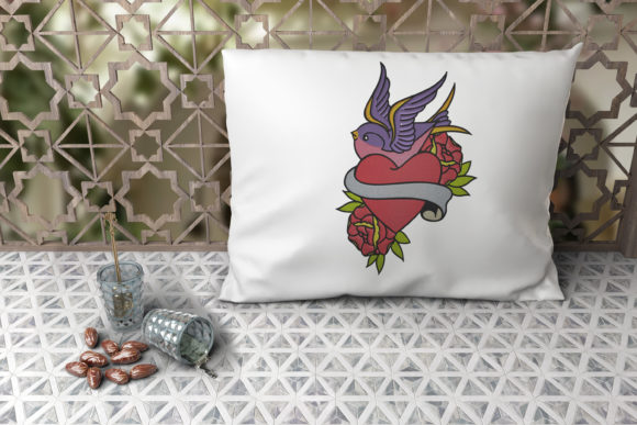 Heart with Roses and Bird